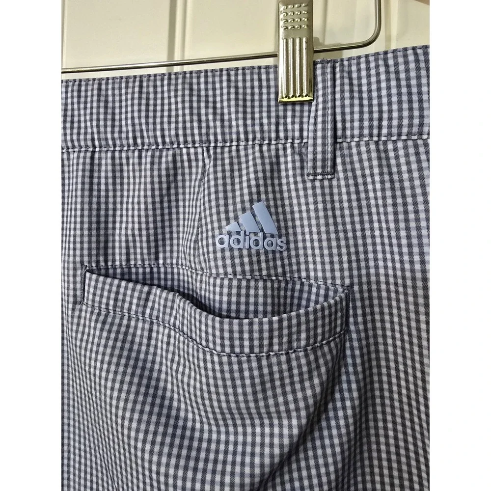 Adidas Mens Blue Gingham Check Golf Shorts Size 40‎ Stretch Performance Active